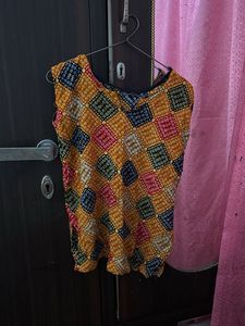 Vibrant Ethnic Print Sleeveless Blouse