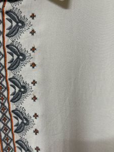 white Embroidered Button-Up Shirt