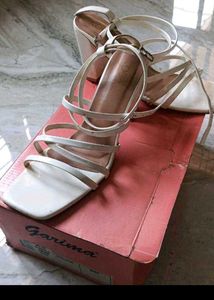 Stylish White Strappy Block Heels