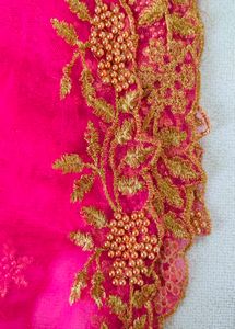 Pink Net Dupatta for lehenga