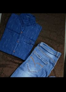 Denim Pant With Cotton Shirt
