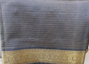 Elegant Grey Saree with Gold Border