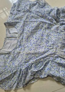 Blue Floral Tiered  Dress
