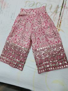 Pink Embroidered Palazzo Pants