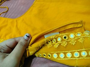 Yellow Mirror Work sharara set