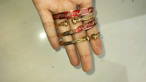 Red &amp; Gold Elephant Bangle Set
