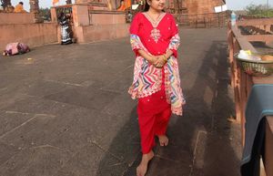 Cotton silk kurta pant set with dupatta