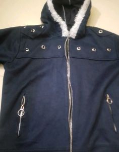 Navy Fur Hooded Jacket