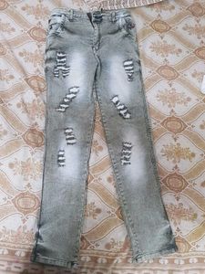 Distressed Grey Wash Jeans