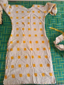 White Kurta with Yellow Squares