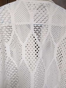 White Crochet Button-Up Shirt