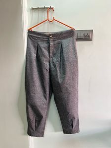 SHEIN Korean Grey Pleated Cropped Pants
