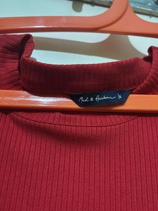 Red Ribbed Cut-Out Tank Top