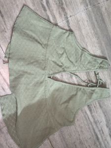 Trendy Textured Tie Up Top