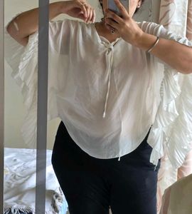 Elegant White Ruffled Top