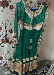 Stunning Emerald Green Embellished Anarkali