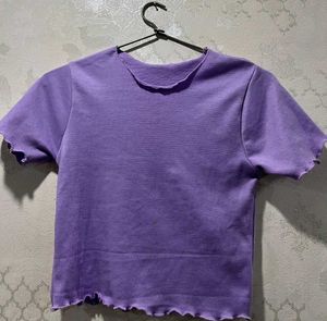 Cute Purple Lettuce Hem Top