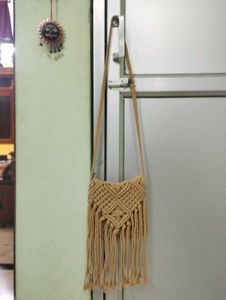 Boho Macrame Fringe Crossbody Bag