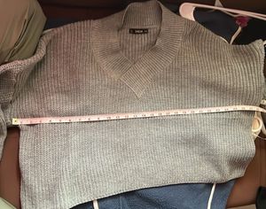 Grey Knit V-Neck Sweater