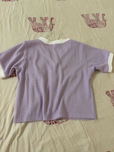 Lilac Button-Up Knit Top