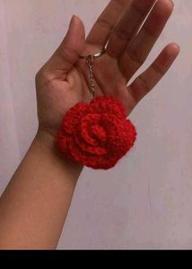 Handmade Crochet Rose Keychain