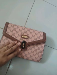 Deris Bell Pink Monogram Clutch