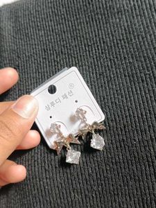 Cute Bow &amp; Crystal Drop Earrings