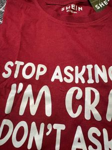 SHEIN Slogan Graphic Tee - Burgundy Red