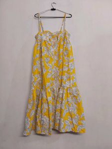 Zara Yellow Floral Midi Dress