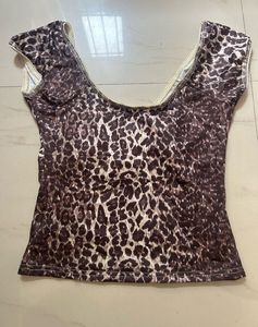 Leopard Print Fitted Top