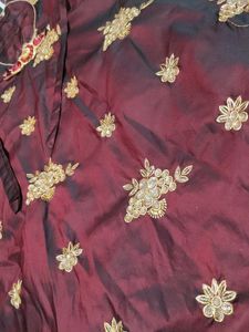 Girls' maroon embroidered frock