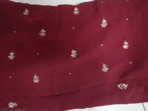 Elegant Maroon Embroidered Saree