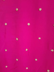 Hot Pink Pearl Work Saree
