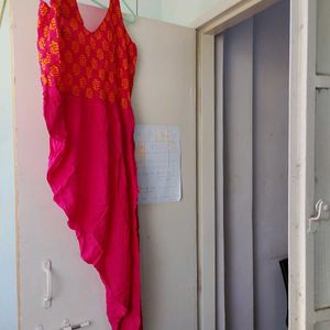 Vibrant Pink &amp; Yellow Printed Kurta