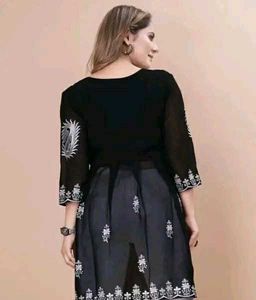 Black chikinkari embroidery Kurti with plazo