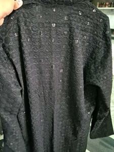 Men's Black Sequined Kurta