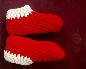 Cozy Red Crochet Slippers
