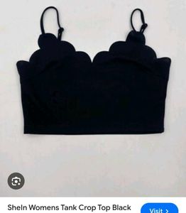 shein Black Scallop Trim Crop Top