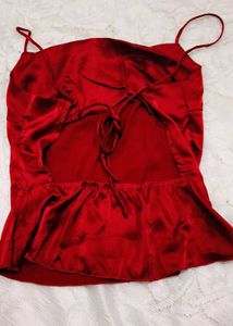 SheIn Ruched Tie Back satin Cami Top
