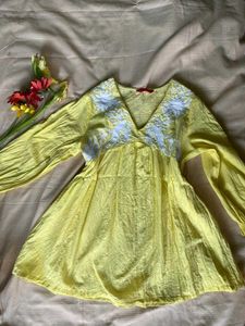 Butter Yellow Short Kurti