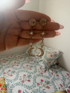 Celestial Moon & Star Dangle Earrings