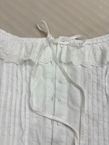 Off-Shoulder Lace Trim White Blouse