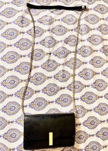 H&amp;M Black Clutch with Gold Chain