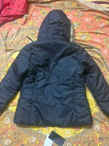 Black Padded Jacket with Fur Hood