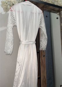 Satin Robe with Lace Sleeves