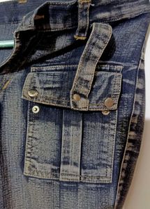 Vintage Washed Black Cargo Denim Jorts