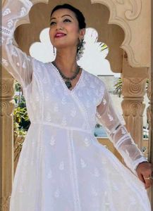 chikankari anarkali kurta