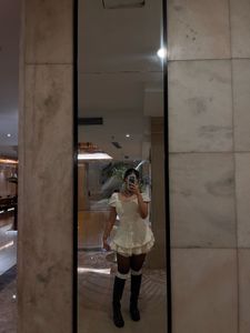 Cream Corset Puff Sleeve Mini Dress