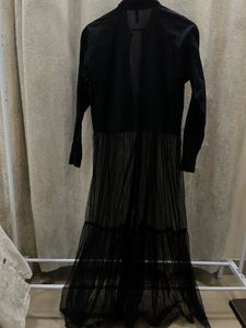 Black Mesh Tiered Maxi Dress