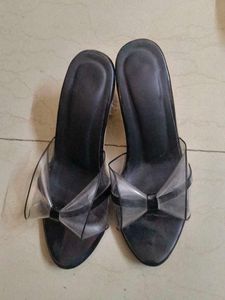 Clear Bow Heeled Sandals